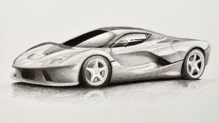 How to Draw a Car Ferrari  Fine ArtTips [upl. by Airitak]