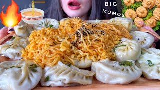 ASMR KOREAN NOODLES  BIG SPICY MOMOS  DUMPLINGS MUKBANG No Talking EATING FOOD [upl. by Esertap669]