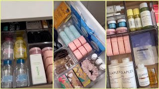 aesthetic bathroom organization pt 01🛀  cleaning refilling and restocking  tiktok compilation✨ [upl. by Maris216]