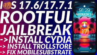 Jailbreak iOS 1761771 Rootful amp Install Cydia  Trollstore 2  Palera1n 1761771 Jailbreak [upl. by Annaya]