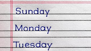 Days Of The Week  Sunday Monday Ki Spelling  Sunday To Saturday Spelling Writing [upl. by Bruell223]