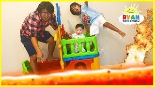 THE FLOOR IS LAVA CHALLENGE Ryan ToysReview Family Fun Kids Pretend Playtime [upl. by Grof]