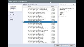 CSharp  Excel Library  Add reference to Excel library in Visual Studio [upl. by Pippo]