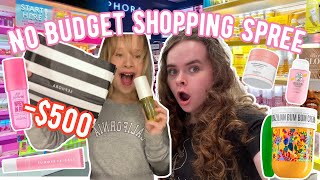 NO BUDGET SHOPPING SPREE WITH MY LITTLE SISTER Sephora Lululemon and MORE 🛍️ [upl. by Ennairej]