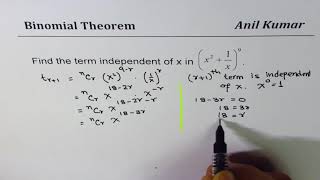 Binomial Theorem Find Term independent of variable x [upl. by Esaele]