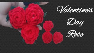 How to Crochet Rose Valentines Day Rose  Easy Rose Tutorial [upl. by Eulalie825]