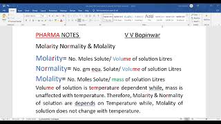 Molarity Normality Molality  Analytical Chemist  Technical Assistant  RRB Pharmacist  Chemistry [upl. by Eugine198]