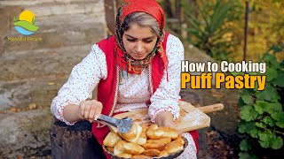 Authentic Iranian Local Puff Pastry  Shirini Mahali Pofaki [upl. by Hazlip]