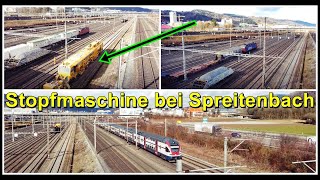 UniversalStopfmaschine beim Rangierbahnhof Limmattal RBL Kanton Aargau Schweiz 2022 [upl. by Hastie688]