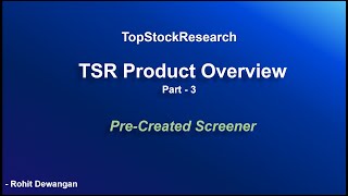 TSR Product Overview  Pre Created Screener Part  3 [upl. by Nathanael]