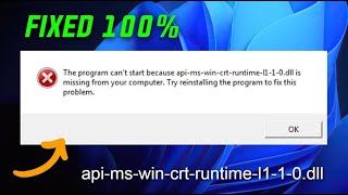 FIX  apimswincrtruntimel110dll Not Found or Missing Error in Windows 10 11 7 [upl. by Esnahc23]