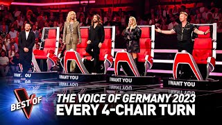 Every Incredible 4CHAIR TURN on The Voice of Germany 2023 [upl. by Ynetsed]