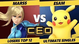 CEO 2019 SSBU  PG  Marss ZSS Vs PG  ESAM Pikachu Smash Ultimate Tournament LR2 Top 12 [upl. by Henryson]