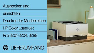 Auspacken und Einrichten  Drucker der Modellreihen HP Color LJ Pro 32013204 3288  HP Support [upl. by Gerrald]