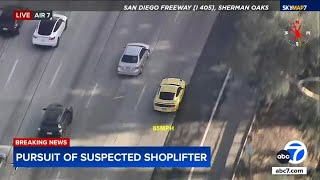 FULL CHASE Speeding Mustang driver flees authorities on LA freeways [upl. by Sirk925]