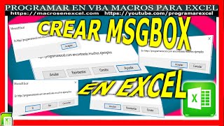 53 ❤️ Como CREAR 🔥 MSGBOX en EXCEL VBA 🥇 MSGBOX solicita RESPUESTA 🔴 Distintos TIPOS MSGBOX [upl. by Homere]