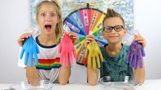 MYSTERY WHEEL OF SLIME GLOVES CHALLENGE [upl. by Las]