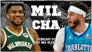 Milwaukee Bucks vs Charlotte Hornets Full Game Highlights  Feb 29  2024 NBA Season [upl. by Hamford640]