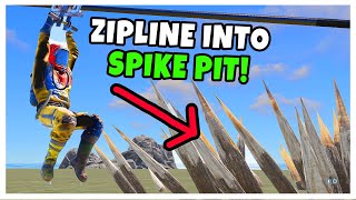 I Built A Spike Pit Under A Zipline That Drops Players  Rust [upl. by Derayne890]