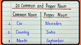 Examples of common and proper noun  20 common noun and proper noun  Common proper noun in grammar [upl. by Selimah]