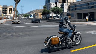 Riding a HarleyDavidson in GTA5 CineREALISM 3 2023 graphic mod [upl. by Anelac]