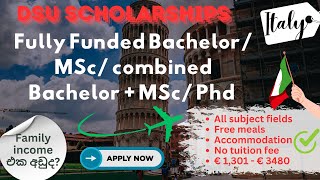 ඉතාලියේ BachelorMScPhd fully funded scholarships [upl. by Bartholomew]