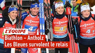 Biathlon 2023  Impériales les Bleues dominent le relais dAntholzAnterselva [upl. by Namar]