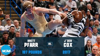 Jden Cox vs Brett Pfarr 2017 NCAA wrestling championships 197 lb [upl. by Nolahs]