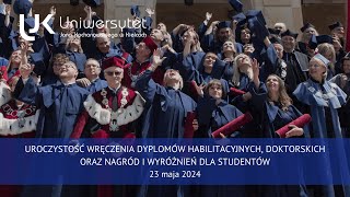 Uroczystość wręczenia dyplomów habilitacyjnych doktorskich oraz nagród i wyróżnień dla studentów [upl. by Animlehliw]