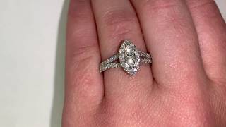 Marquise Halo Diamond Split Shank Engagement Ring  TheNetJeweler [upl. by Yblek]