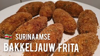 🇸🇷 Surinaamse Bakkeljauw frita kroket receptSurinamese cod fish croquette [upl. by Ellevart217]