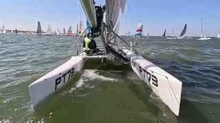 Nacra 20  ENE 1418 knots  start of Round Texel  heading to the North 2nd in our class [upl. by Jaeger]