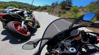 SuperBikes On The Way  Yamaha R1 M Vs Aprilia Rsv4 RF [upl. by Hctim266]