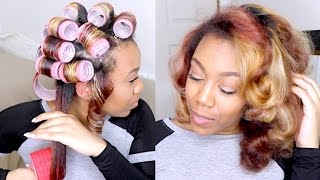 How To  ❀Soft Sexy Heatless Roller Set Curls on Natural Hair❀ [upl. by Yanrahc794]