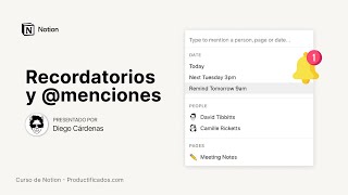 6 Curso de Notion Recordatorios y  menciones [upl. by Drahsir]