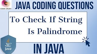 Palindrome Program In Java  java program to check whether a string is palindrome or not  Coding [upl. by Tunk852]