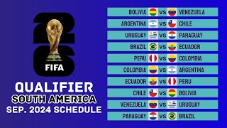 FIFA World Cup 2026 Qualifiers South America Match Schedule  September 2024  Matchday 7 amp 8 [upl. by Omsoc]