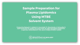 Sample Preparation for Plasma Lipidomics Using MTBE Solvent System [upl. by Keefer]