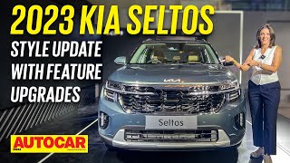 2023 Kia Seltos facelift  It gets even more features  Walkaround  Autocar India [upl. by Onirefes]