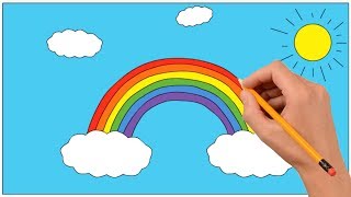 How to Draw Rainbow Coloring Pages Step by Step for Kids  Art Colours for Children [upl. by Thompson]