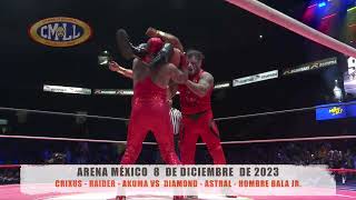 CMLL  CRIXUS  RAIDER  AKUMA VS DIAMOND  ASTRAL  HOMBRE BALA JR  ARENA MÉXICO 081223 [upl. by Bullard]