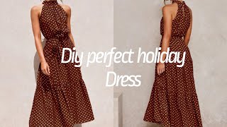 DIY easy halter Neck Maxi Dress  summer holiday dress  halter neck [upl. by Zacek76]