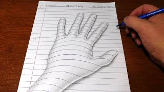 How to Draw a 3D Hand  Trick Art Optical Illusion [upl. by Susanna]