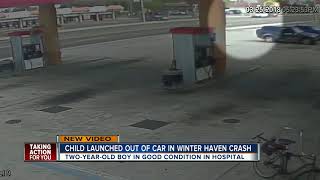 Video shows 2yearold ejected from back window of vehicle in Winter Haven crash [upl. by Aneerbas]