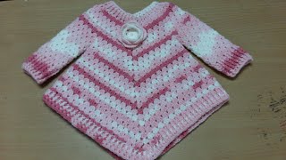 Crochet poncho for 1 year toddler ENGLISH [upl. by Sibley]