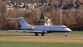 Bombardier Global Express Awesome sound rare vortex trails and extremely short takeoff [upl. by Redle53]