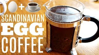 Scandinavian EGG COFFEE  brewing coffee with an egg SHELL amp all [upl. by Odnalor]