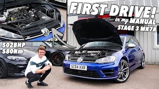 FIRST DRIVE in my 500BHP BIG TURBO Manual MK7 Golf R [upl. by Fuller]