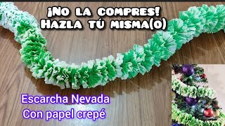 Guirnalda Nevada de escarcha Navideña hecha con papel crepe ¡No la compres hazla tu mismao 🎄 [upl. by Samantha]