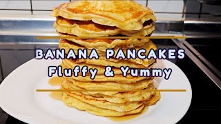 Fluffy Banana Pancake so yummy  How To Make banana Pancake [upl. by Leacock]